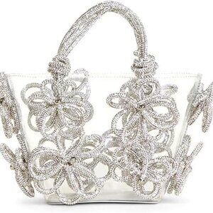 Clear Rhinestone Handbag for Women Crystal Evening Purses with Handle Glitter Ha